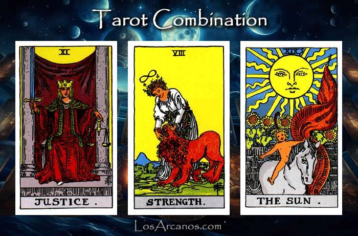 Combination JUSTICE, STRENGTH and THE SUN