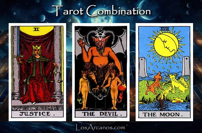 Combination JUSTICE, THE DEVIL and THE MOON