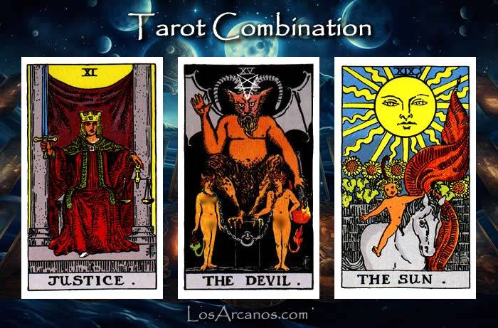 Combination JUSTICE, THE DEVIL and THE SUN