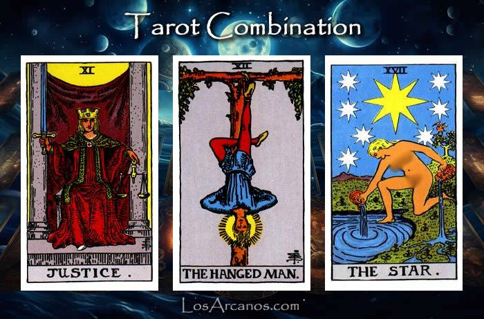 Combination JUSTICE, THE HANGED MAN and THE STAR