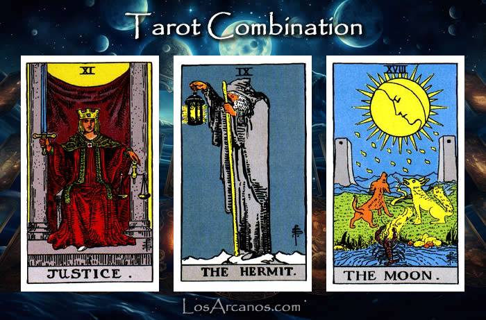 Combination JUSTICE, THE HERMIT and THE MOON