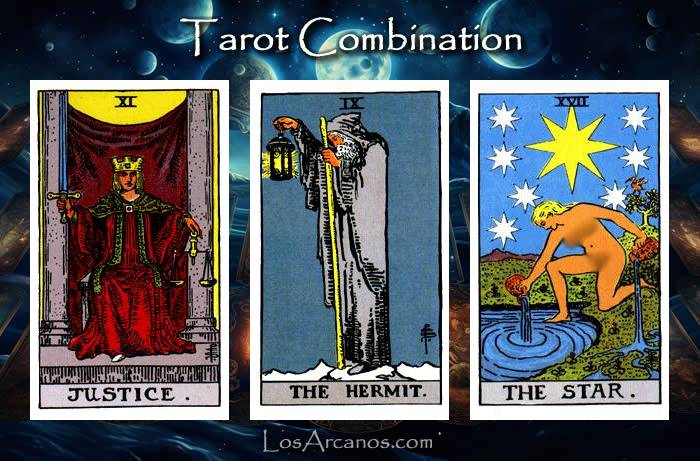 Combination JUSTICE, THE HERMIT and THE STAR