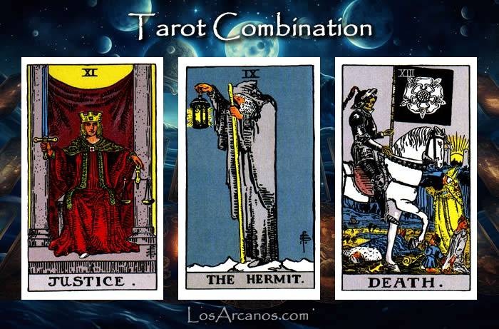 Combination JUSTICE, THE HERMIT and TRANSFORMATION