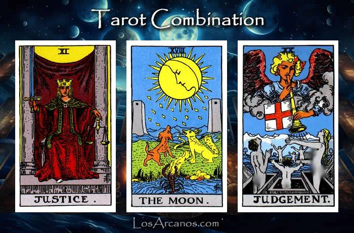 Combination JUSTICE, THE MOON and JUDGEMENT