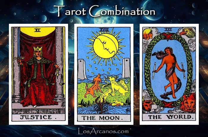 Combination JUSTICE, THE MOON and THE WORLD