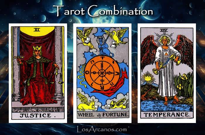 Combination JUSTICE, WHEEL OF FORTUNE and TEMPERANCE