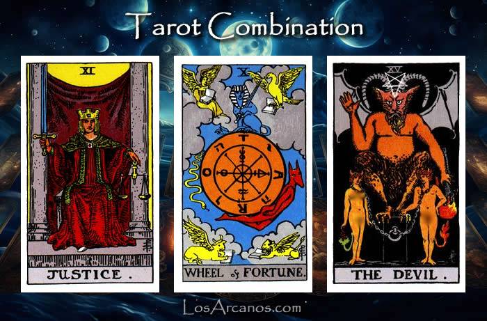 Combination JUSTICE, WHEEL OF FORTUNE and THE DEVIL