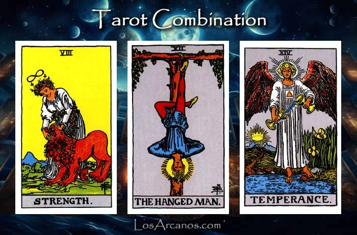 Combination STRENGTH, THE HANGED MAN and TEMPERANCE