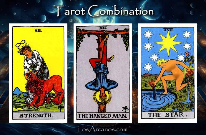 Combination STRENGTH, THE HANGED MAN and THE STAR