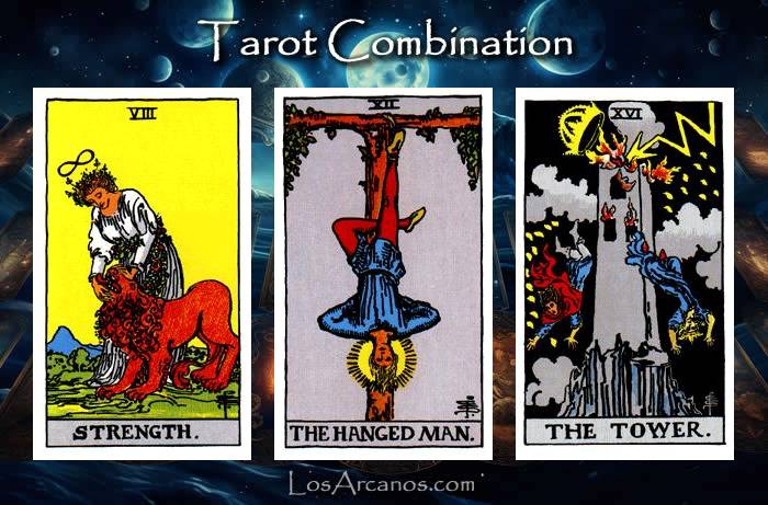 Combination STRENGTH, THE HANGED MAN and THE TOWER