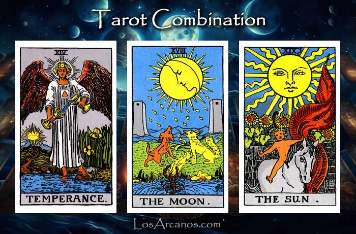 Combination TEMPERANCE, THE MOON and THE SUN