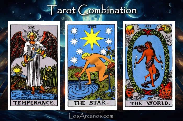 Combination TEMPERANCE, THE STAR and THE WORLD