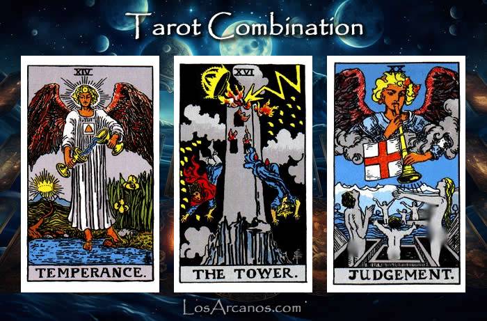 Combination TEMPERANCE, THE TOWER and JUDGEMENT