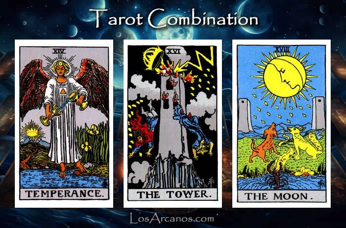 Combination TEMPERANCE, THE TOWER and THE MOON