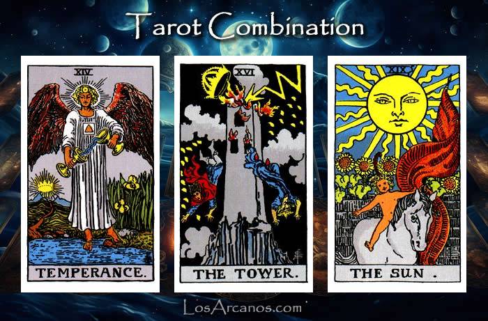 Combination TEMPERANCE, THE TOWER and THE SUN