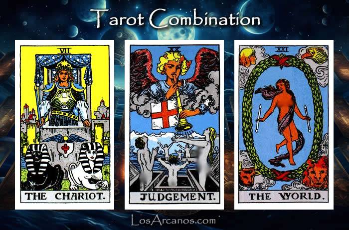 Combination THE CHARIOT, JUDGEMENT and THE WORLD