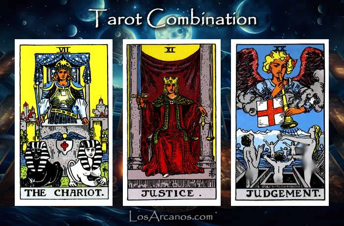 Combination THE CHARIOT, JUSTICE and JUDGEMENT