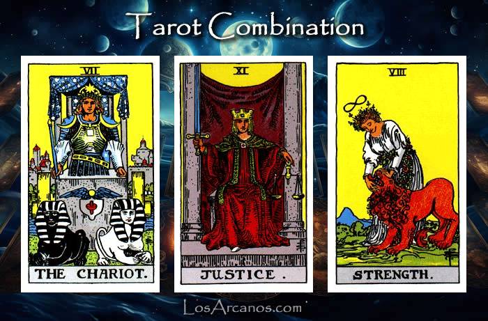 Combination THE CHARIOT, JUSTICE and STRENGTH