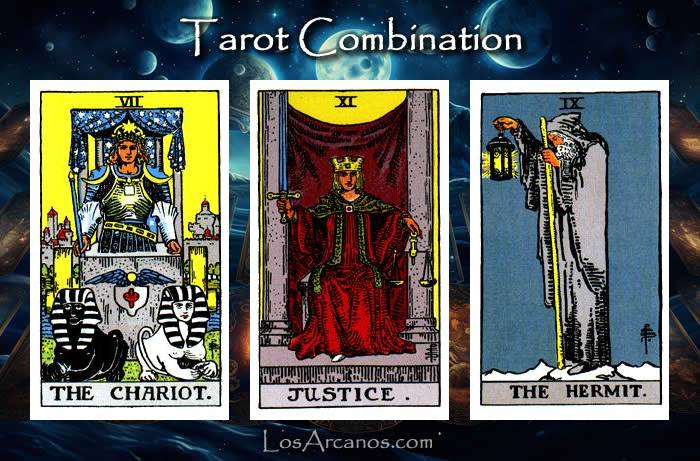 Combination THE CHARIOT, JUSTICE and THE HERMIT