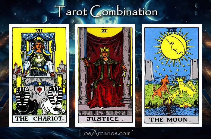 Combination THE CHARIOT, JUSTICE and THE MOON