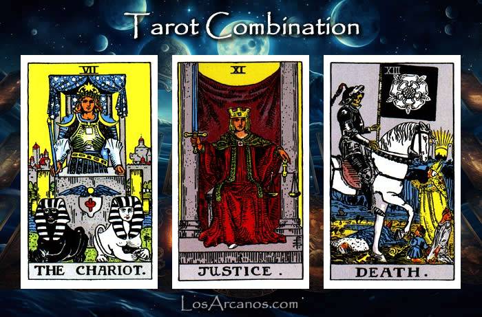 Combination THE CHARIOT, JUSTICE and TRANSFORMATION