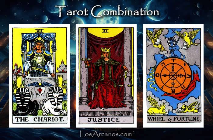 Combination THE CHARIOT, JUSTICE and WHEEL OF FORTUNE