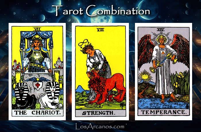 Combination THE CHARIOT, STRENGTH and TEMPERANCE