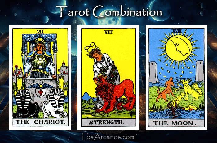 Combination THE CHARIOT, STRENGTH and THE MOON