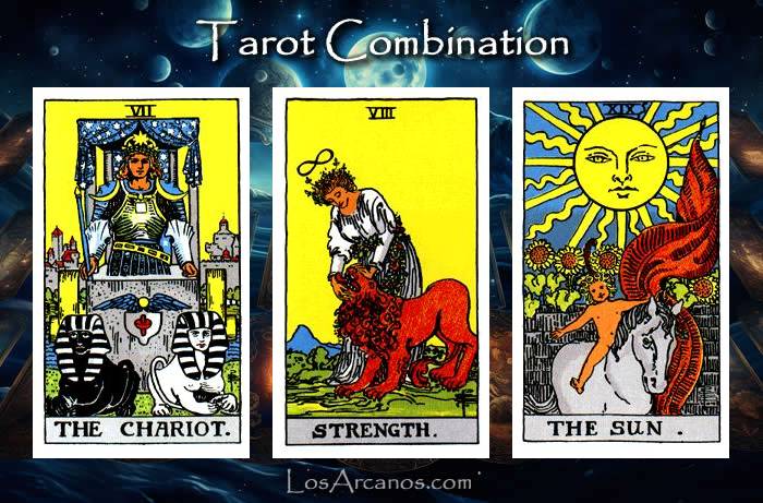 Combination THE CHARIOT, STRENGTH and THE SUN