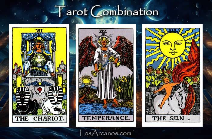 Combination THE CHARIOT, TEMPERANCE and THE SUN