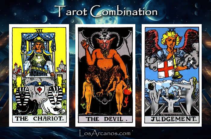 Combination THE CHARIOT, THE DEVIL and JUDGEMENT