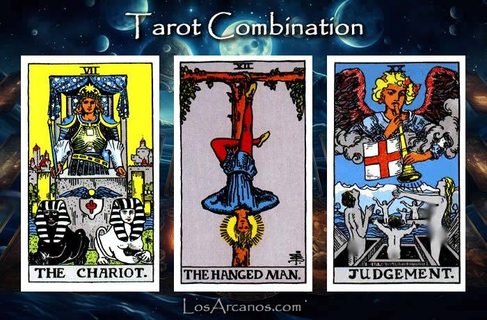 Combination THE CHARIOT, THE HANGED MAN and JUDGEMENT