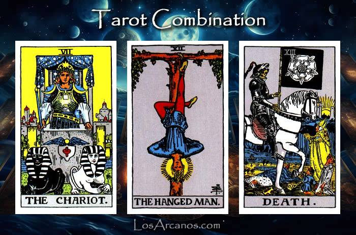 Combination THE CHARIOT, THE HANGED MAN and TRANSFORMATION