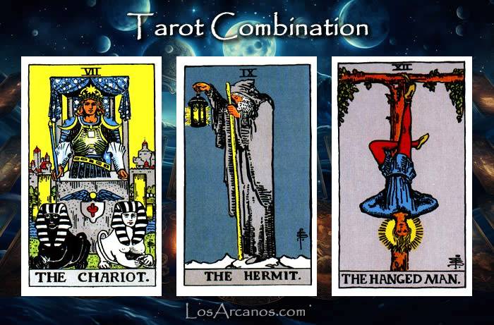 Combination THE CHARIOT, THE HERMIT and THE HANGED MAN