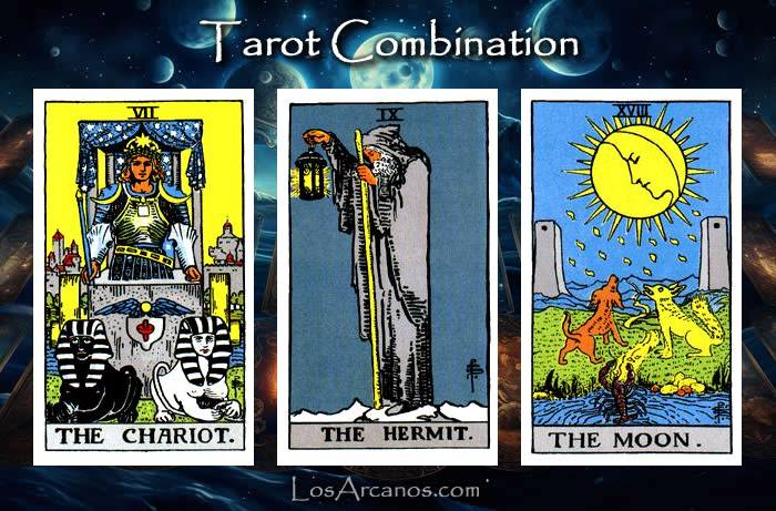 Combination THE CHARIOT, THE HERMIT and THE MOON