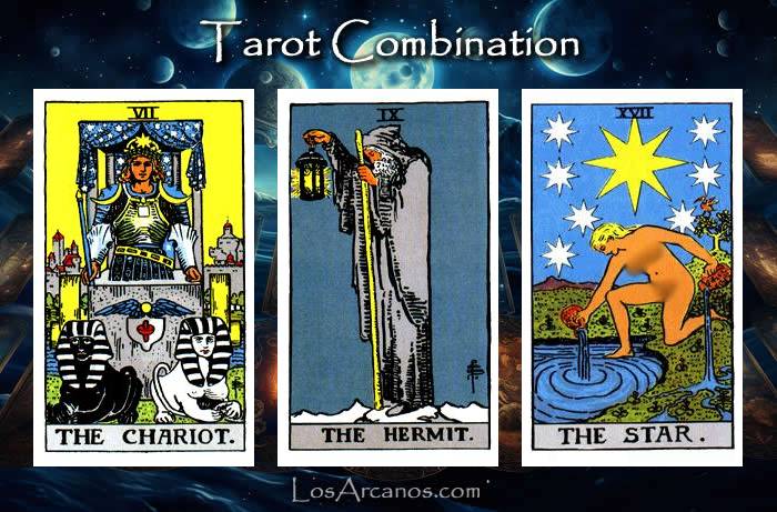 Combination THE CHARIOT, THE HERMIT and THE STAR