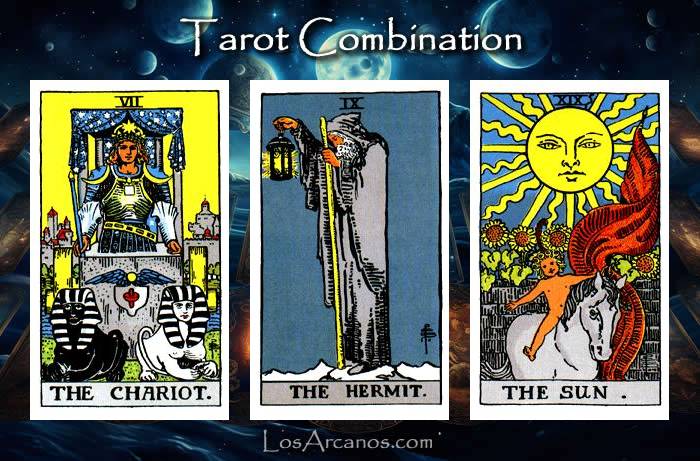 Combination THE CHARIOT, THE HERMIT and THE SUN