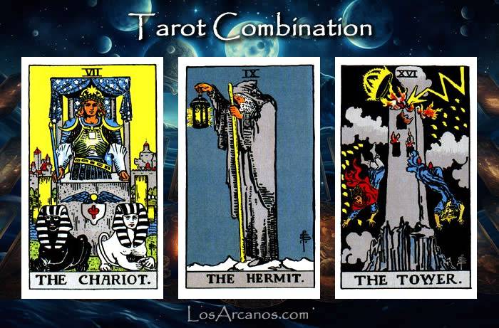 Combination THE CHARIOT, THE HERMIT and THE TOWER