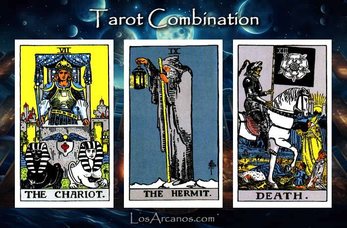 Combination THE CHARIOT, THE HERMIT and TRANSFORMATION