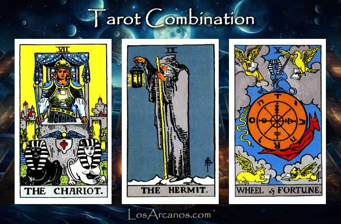 Combination THE CHARIOT, THE HERMIT and WHEEL OF FORTUNE