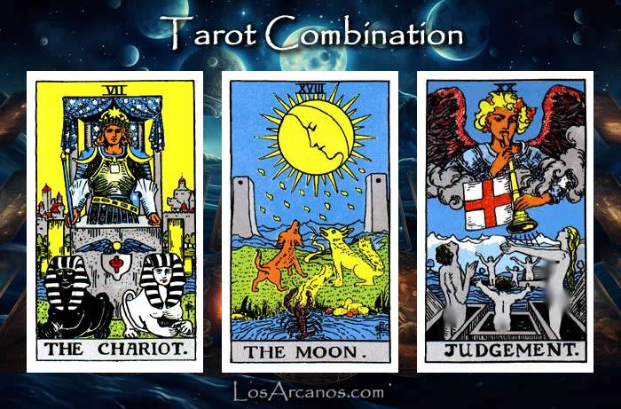 Combination THE CHARIOT, THE MOON and JUDGEMENT