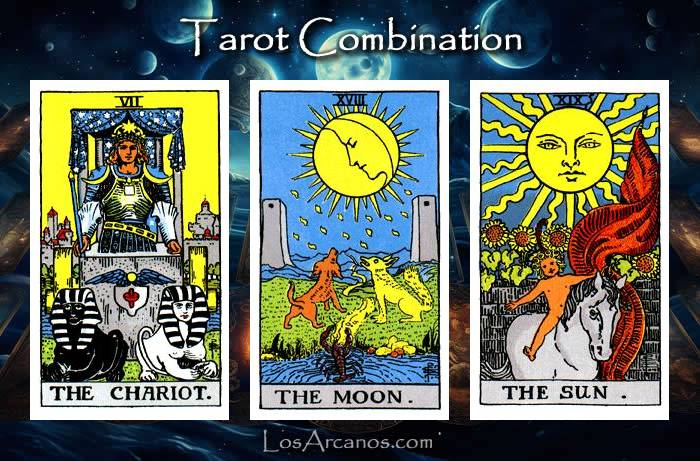 Combination THE CHARIOT, THE MOON and THE SUN