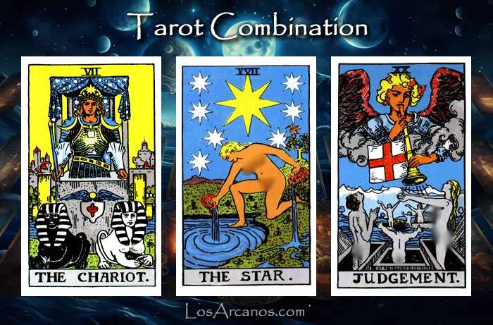 Combination THE CHARIOT, THE STAR and JUDGEMENT