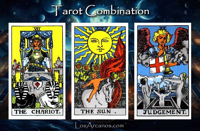 Combination THE CHARIOT, THE SUN and JUDGEMENT