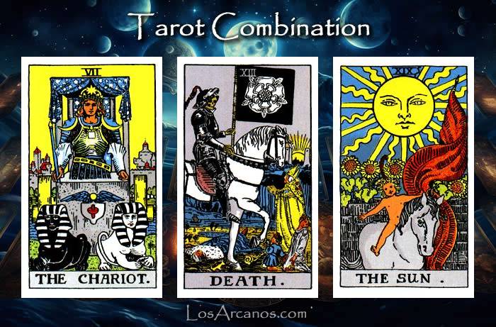 Combination THE CHARIOT, TRANSFORMATION and THE SUN