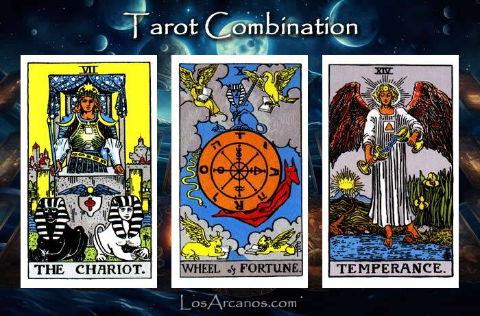 Combination THE CHARIOT, WHEEL OF FORTUNE and TEMPERANCE