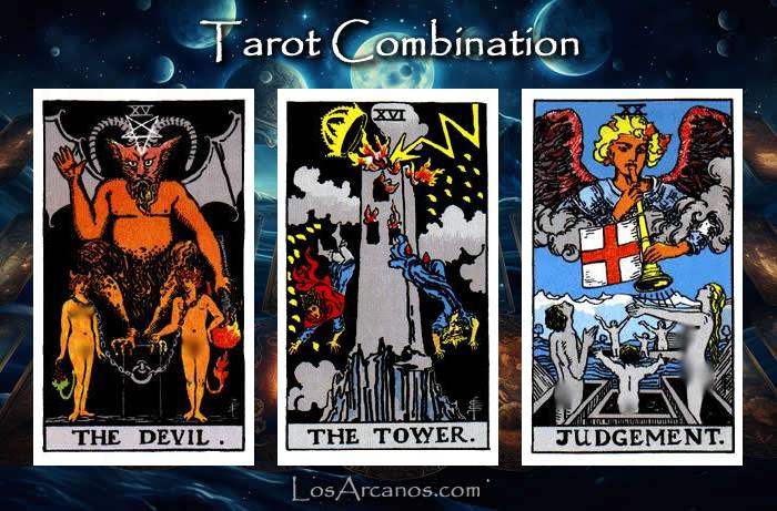 Combination THE DEVIL, THE TOWER and JUDGEMENT