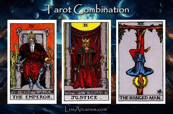 Combination THE EMPEROR, JUSTICE and THE HANGED MAN