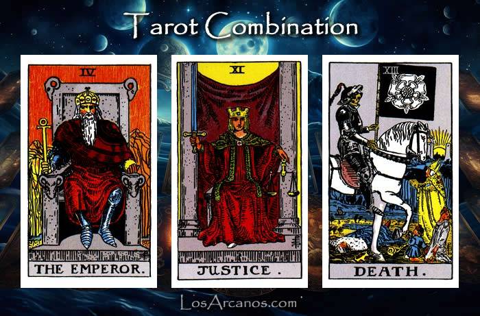 Combination THE EMPEROR, JUSTICE and TRANSFORMATION