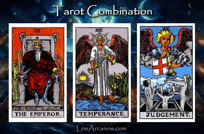 Combination THE EMPEROR, TEMPERANCE and JUDGEMENT